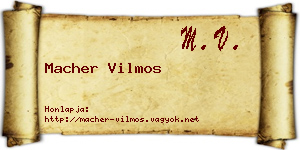 Macher Vilmos névjegykártya